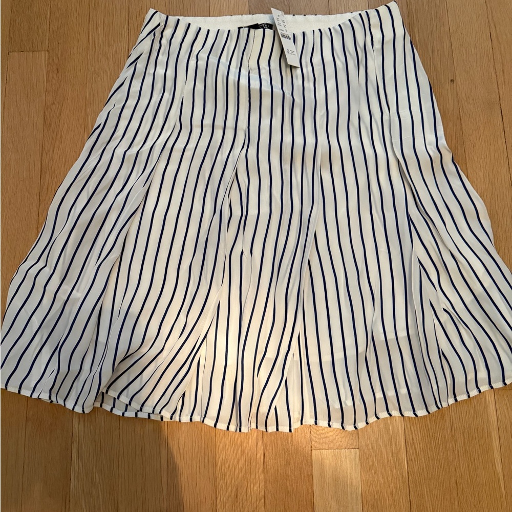 J. Crew Navy and White Striped A-Line Skirt